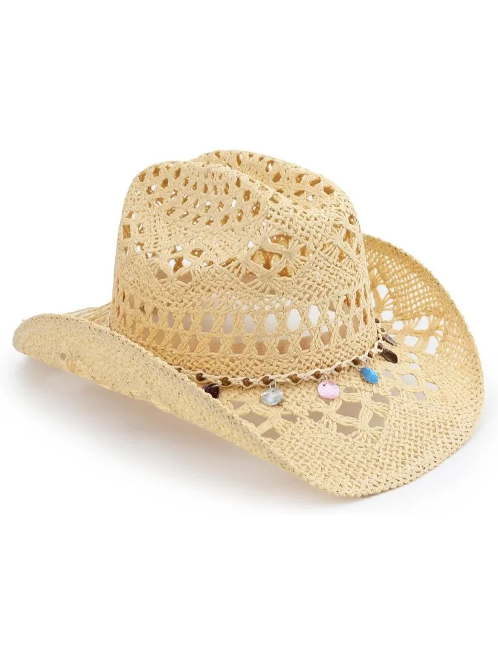 Men's Beige-m25 Straw Adjustable Wide Brim Sun Beach Western Cowgirl Cowboy Hat